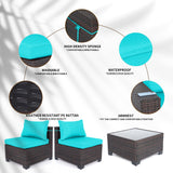 LEVELEVE 6 Pieces Outdoor Patio Furniture Sets,Rattan Conversation Sectional Set,Manual Weaving Wicker Patio Sofa,w/Table&Wide Armrest LEVELEVE