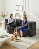 HANXIN Futon Twin Size Sofa Bed, 76 Inch Boneless Couch for Living Room, Floor Loveseat Sleeper with Pull Out Bed, 2-in-1 Folding Convertible Couch Bed for Small Space, Bedroom (Black) HANXIN