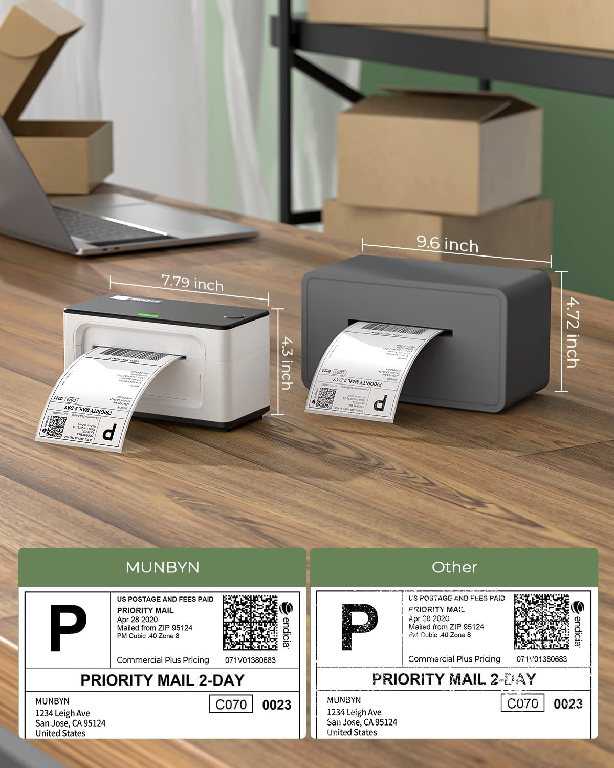 MUNBYN Shipping Label Printer RealWriter 941, 4x6 Label Printer for Shipping Packages, USB Thermal Printer for Home Shipping Small Business, Compatible with macOS, Windows (USB Only)