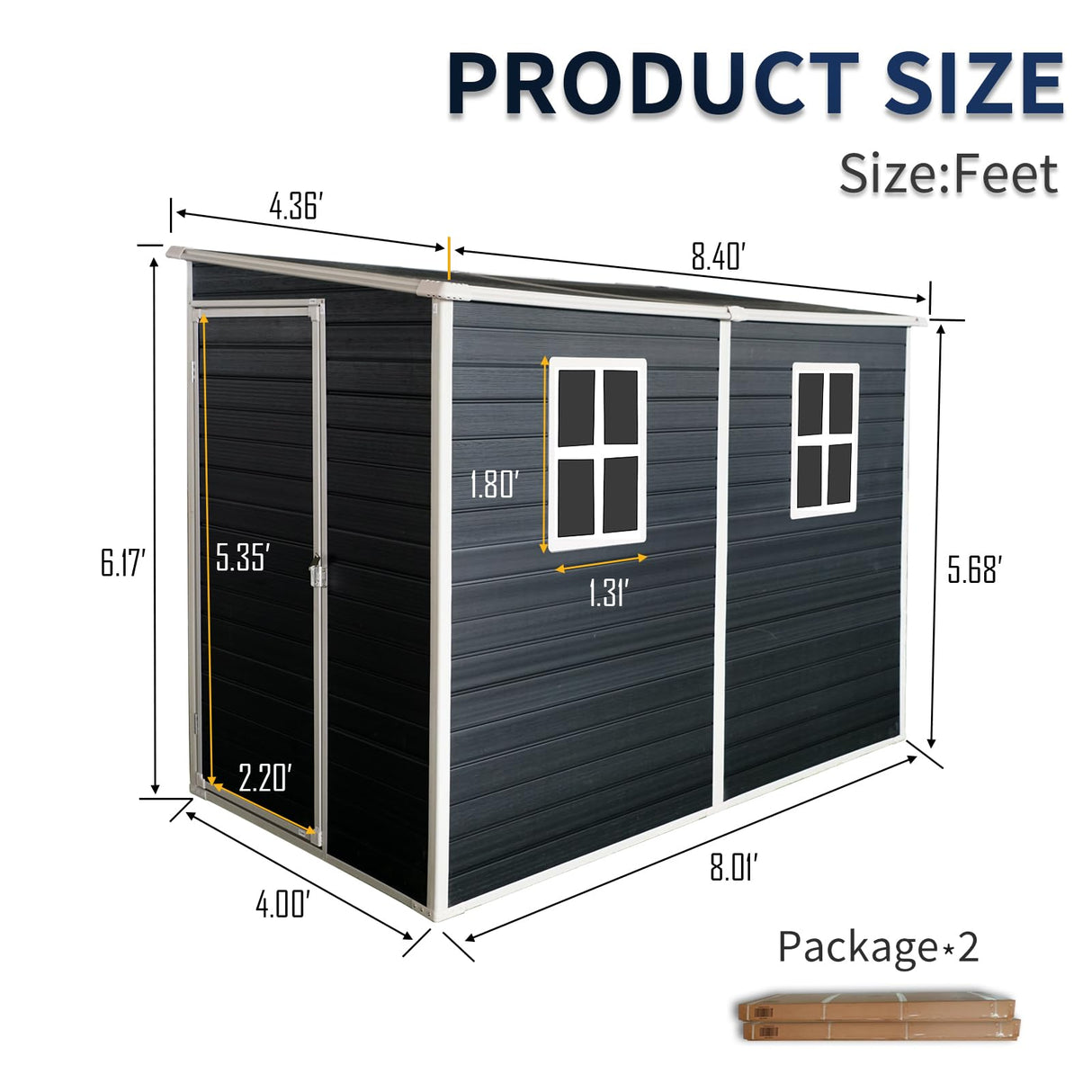 KEIKI 4x8 FT Outdoor Storage Shed Resin Cabinet with Lockable Doors,Two-Window for Bikes and Patio Lawn Furniture KEIKI