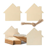 House Shape Hanging Wood House Unfinished Wood with Twines DIY Craft Ornament for Christmas Wedding Birthday Thanksgiving Party Decoration 20Pack Lamantery