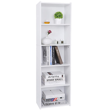 ZENY 5-Tier Shelf Bookcase, Freestanding Wood Storage Display Open Bookshelf for Home Office, White ZENY