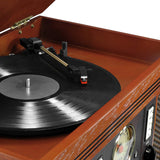 Victrola Aviator 8-in-1 Bluetooth Record Player & Multimedia Center with Built-in Stereo Speakers - 3-Speed Turntable, Vinyl to MP3 Recording, Wireless Music Streaming, Mahogany Victrola