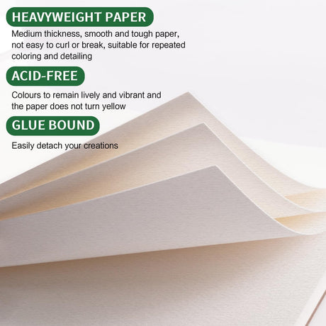 Koncci Watercolor Paper Pad (8.3"x11.7"-A4), 20 Sheets Watercolor Sketchbook, 140lb/300gsm, Glue Bound, Natural White, Cold Press & Acid-Free Water Color Paper for Adults Kids Beginner Students Koncci