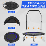 HYD-Parts 40" Mini Trampoline for Adults and Kids Exercise Rebounder with Adjustable Bar Fitness Trampoline Indoor Max Load 330lbs HYD-Parts