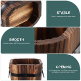 Tofficu Wooden Barrel, Wooden Bucket Barrel Planters, Rustic Retro Whiskey Barrels Bucket with Handle, Planter, Plant Pots, Whiskey Barrel Planter, Water Wishing Well Pail for L Pots Tofficu