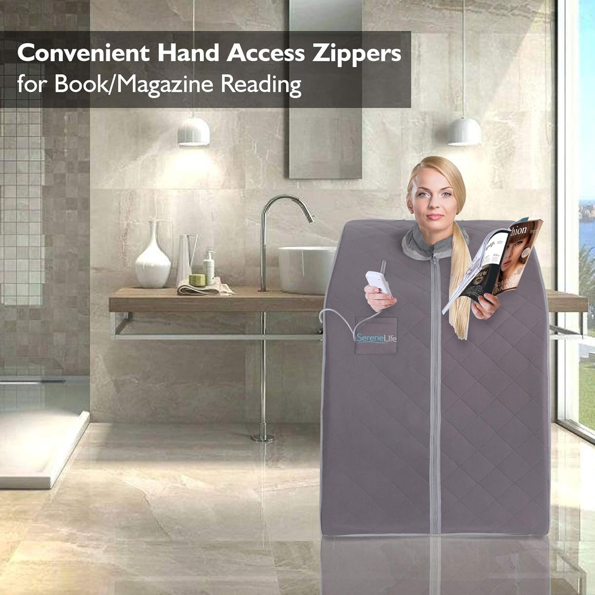 SereneLife Portable Infrared Home Spa | One Person Sauna | with Heating Foot Pad and Portable Chair SereneLife