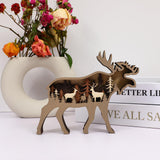 Drawely 3D Wooden Animals Carving, Wood Carving Animals Wall Decor, Modern Festival Forest Sculpture Christmas Living Room Office Decor Birthday Gifts for Friend Daughter Son Mom Dad (Moose) Drawelry