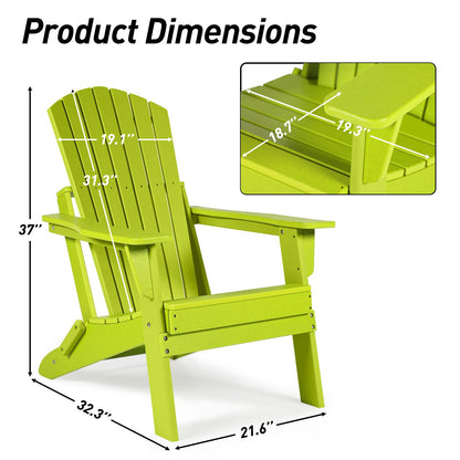 Aoodor HDPE Outdoor All-Weather Folding Adirondack Chair for Patio, Garden, Backyard, Deck Lawn Fire Pit - Apple