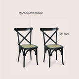 JONATHAN Y DNG1001D-SET2 Cassis Classic Traditional X-Back Wood Rattan Dining Chair French Country, Cottage, Vintage, Farmhouse, Shabby Chic, Black/Natural (Set of 2) JONATHAN Y