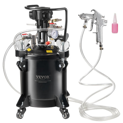 VEVOR Spray Paint Pressure Pot, 10 L/2.5 gal Fully Automatic Stirring Pressure Pot Tank, 70 psi Adjustale Pressure, Pressure Pot Paint Tank with Spray Gun and Hoses, for Home Decor Industry P - WoodArtSupply