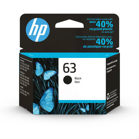 HP 63 Black Ink Cartridge | Works with HP DeskJet 1112, 2130, 3630 Series; HP ENVY 4510, 4520 Series; HP OfficeJet 3830, 4650, 5200 Series | Eligible for Instant Ink | F6U62AN HP