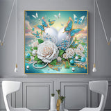 Diamond Art Kits for Adults, Flowers Butterflies Heart Special Shape Diamond Painting Kits for Beginners, DIY 5D Crystal Diamond Dots Gem Art Craft for Home Decor 11.8x11.8 Inch Acelii