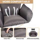 Egg Chair with Stand Outdoor Ratten Wicker Hanging Egg Chair Outdoor Indoor with Thickened Cushion Swing Chair Hammock for Patio Apartment Bedroom Garden Balcony (Dark Grey Wicker+Grey Cushion) ZZW