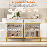 HOOBRO Shoe Cabinet with Doors, 5-Tier Shoe Storage Cabinet with Drawers, 36.6'' Tall Shoes Rack Organizer Cabinet, Wooden Shoe Cabinet Storage for Entryway, Adjustable Shelves, White DW14SC01 HOOBRO