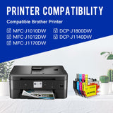 Valinkso LC401XL LC401 Ink Cartridges Compatible for Brother Ink Cartridges LC401 XL to use with Brother MFC-J1010DW MFC-J1012DW MFC-J1170DW Printer Ink (Black Cyan Magenta Yellow, 4 Pack) Valinkso