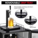 TROPOW Beer Kegerator, Single Tap Draft Beer Dispenser, Full Size Keg Refrigerator With Shelves, Stainless Steel, Drip Tray & Rail,silver, 128L TROPOW