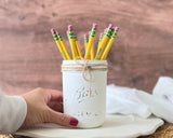 White Mason Jar Decor, Make Up Brush Holder for Vanity, White Painted Mason Jars for Centerpieces, Wide Mouth Pint 16 oz Mason Jar, White Mason Jar Centerpiece for Table, White Pen Holder for Desk Viva's Flower Shop