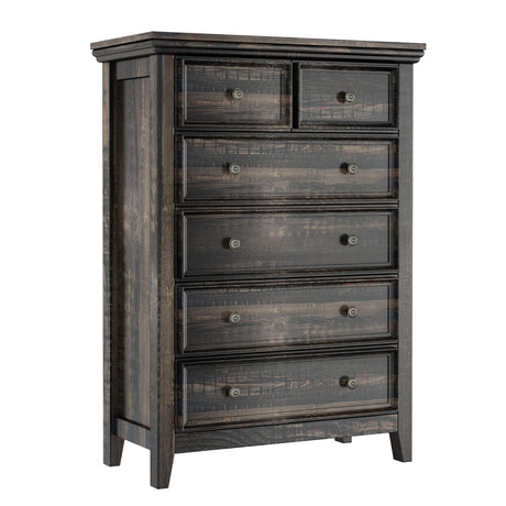 VAWEP Dark Rustic Oak Dresser,Wood Dresser 6 Chest of Drawers, Tall Nightstand for Bedroom, Farmhouse Cabinet Dressers for Bedroom, Living Room,Hallway VAWEP