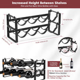 ICOHOT Stackable Wine Rack Countertop, Sturdy Wine Bottle Holder Freestanding for Cabinet, 2 Tier Small Tabletop Wine Holder Stand for Pantry Bar, Wire Wine Bottle Rack Metal Wine Storage Organizers ICOHOT