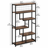 IRONCK Bookshelves 6 Tiers, Industrial Etagere Heavy Duty Shelves for Living Rooom, Office Storage Geomeric Display Boocase, Vintage Brown IRONCK