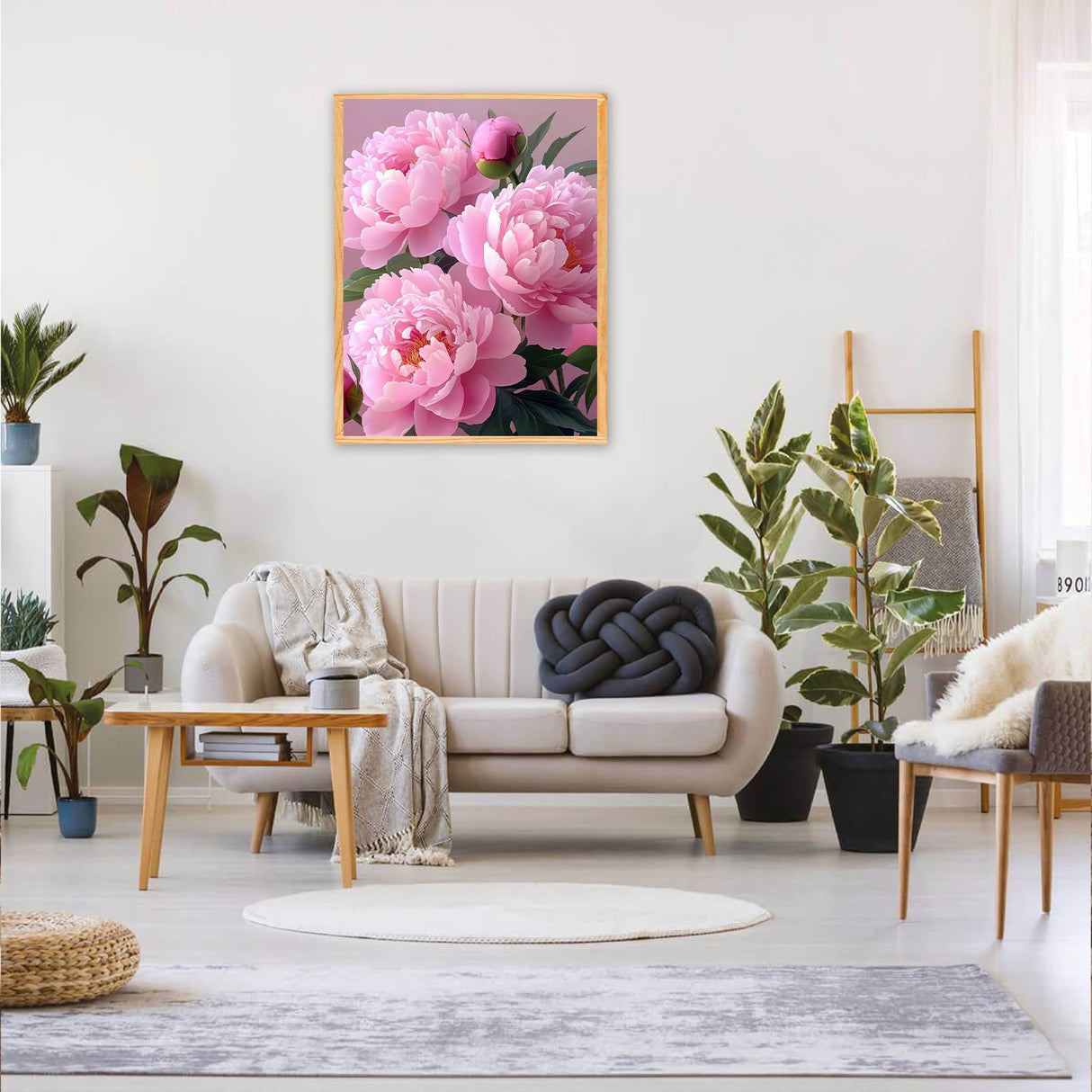 MAXBYE Pink Peony Paint by Numbers for Adults, Flower Paint by Number on Canvas Without Frame, DIY Easy Oil Painting for Home Wall Decor Gift 12x16inch MAXBYE