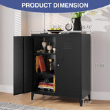 LISSIMO Metal Storage Cabinet,Home Office Cabinet with Doors and Adjustable Shelves,Locking Cabinet with Adjustabl Leg Levelers Assembly Required(Black) LISSIMO