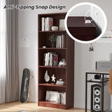 Farini Bookcase Freestanding 5 Shelf Wood Bookshelf Adjustable Shelves for Home Office,5 Layer, Mahogany Farini