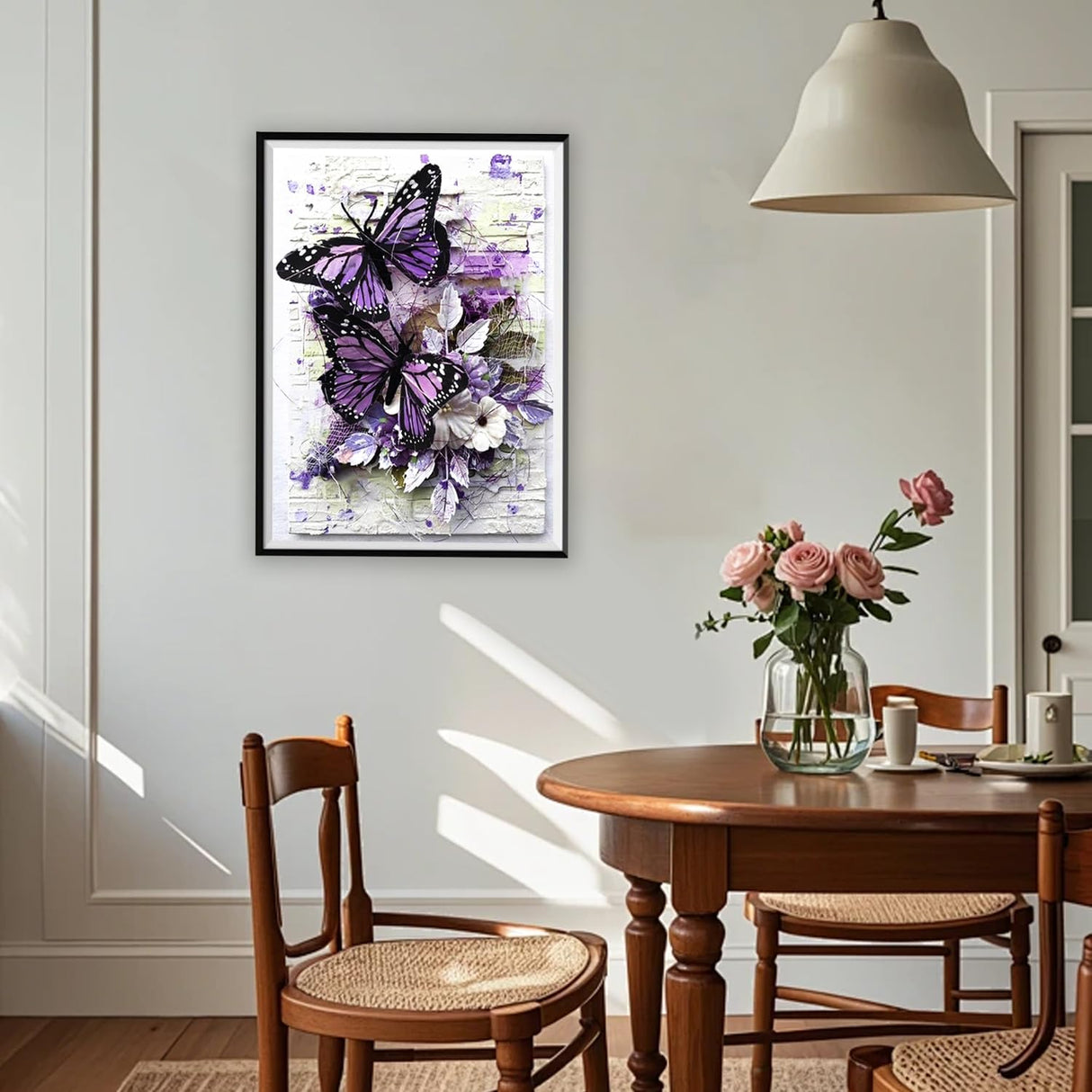 DOTZSO Butterfly Diaomnd Painting Kits for Adults DIY 5D Round Full Drill Butterfly Flowers Diamond Art Adult Diamond Painting Very Suitable for Home Leisure and Wall Decoration 11.8x15.7 (Inches) DOTZSO