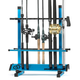 Savior Equipment Fishing Rod Rack Holder Organizer, Lightweight Aluminum Vertical Fish Pole Garage Storage Ground Display Stand, Hold Up to 24 Slots Fresh Salt Water Spinning Rods & Reel Combo, Blue Savior Equipment