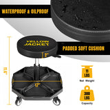 YELLOW JACKET Rolling Garage Seat Adjustable Pneumatic Shop Creeper Seat 300Lbs Mechanic Stool with Wheels and Removable Tool Tray Storage Workshop Chair for Auto Repair YELLOW JACKET