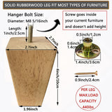 Furniture Legs Sofa Couch Leg Replacement Parts Table Feet Solid Wood Replace Legs 4 inch DIY for Desk Cabinet Bench Dresser Loveseat Chair Ottoman Bookcase Trapezoid Set of 4 (4 inch, Log stain) ANJUREN