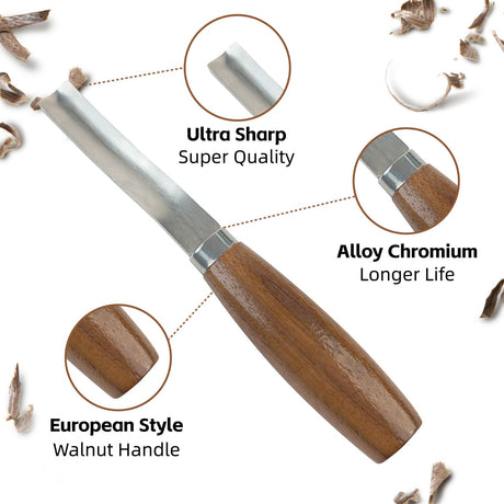 Wood Carving Kit with Sharp Carving Tools – Deluxe Wood Whittling Kit, Carving Knife Set with PU Leather Storage Bag – Complete Woodworking Tools for Beginners and Professionals bellaDimora
