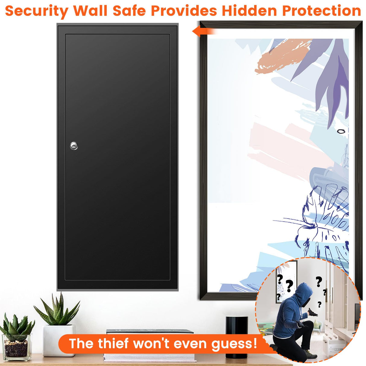 31.5" Tall Wall Safes Between the Studs with 2 Removable Shelf, Lockable Hidden Safe Box with 50 Hooks for Keys Jewellery, in Wall Safe for Money Medicines Valuables GUVELI