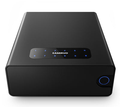 EAMIRUO Biometric Gun Safe for Pistols - Slide-Away Handgun Safe 3 Ways Quick Access with Fingerprint, Password and Key, Drawer Gun Safe for Home Bedsise Nightstand Car