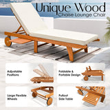 IDZO Upgraded Cushion Outdoor, 500lbs Capacity Patio Pool Loungers, Stackable and Foldable Design, Reclining Backrest, Federica Wood Chaise Lounge_Brown IDZO