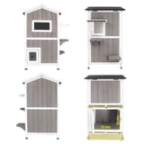 Ketive Cat House for Outdoor & Indoor Wooden Waterproof Cat Condo Cat Outdoor Enclosure with Escape Door,2 Story Kitty House ketive