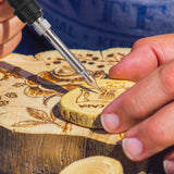 Lothee 136 Pieces Wood Burning Kit Wood Burning Tools Set Wood Burner Tips Adjustable Temperature Pen Stencils with Wood Chips for Wood Burner DIY Embossing Carving Crafts Lothee