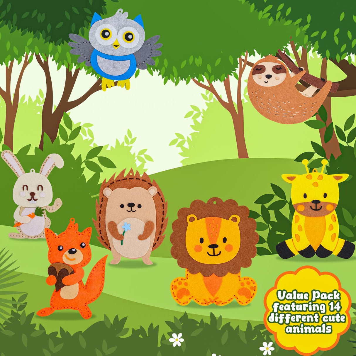 Garma Animal Sewing Kit for Kids - 14 in 1 Kids Sewing Crafts Kit for Beginners - Mini Sewing Kits for Kid 5-8 8-12 - Easy Sew Your Own Felt Animals DIY Craft Set for Boys & Girls Birthday Garma