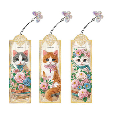 3Pcs 5D Diamond Art Bookmarks for Book Lovers, Handmade DIY Diamond Painting Bookmarks with Tassels for Graduation Birthday