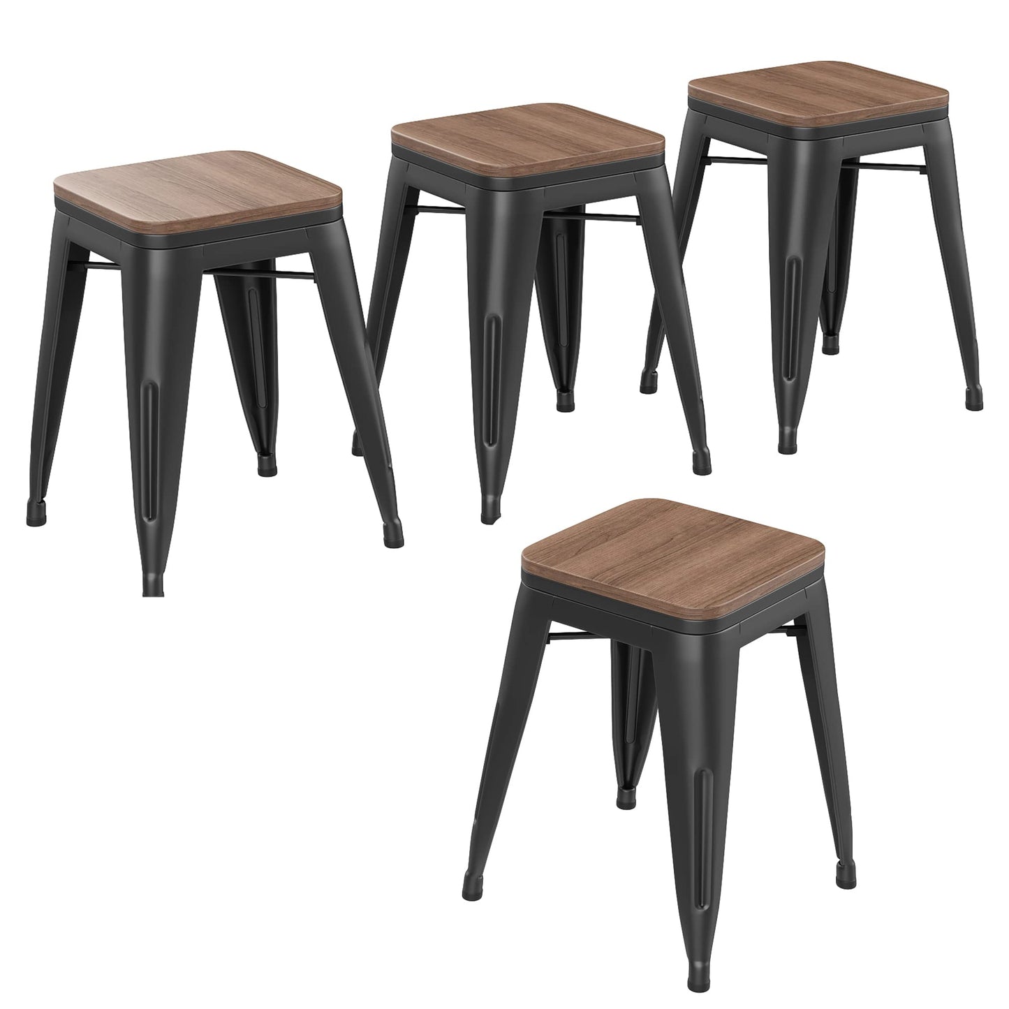 Changjie Furniture 18 Inch Stools Metal Dining Chairs Set of 4 Stackable School Stools Short Stools Stackable Bar Stools Classroom Stools (18 inch, Matte Black) - WoodArtSupply