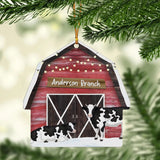 Personalized Barn Christmas Ornaments 2022 - Wood Cow Barn Ornaments for Christmas Tree - Farmhouse Ornaments, Mooey Christmas Farmer Farm Life Animal Lover Gift for Family Xmas Decorations V-DECORPARKS