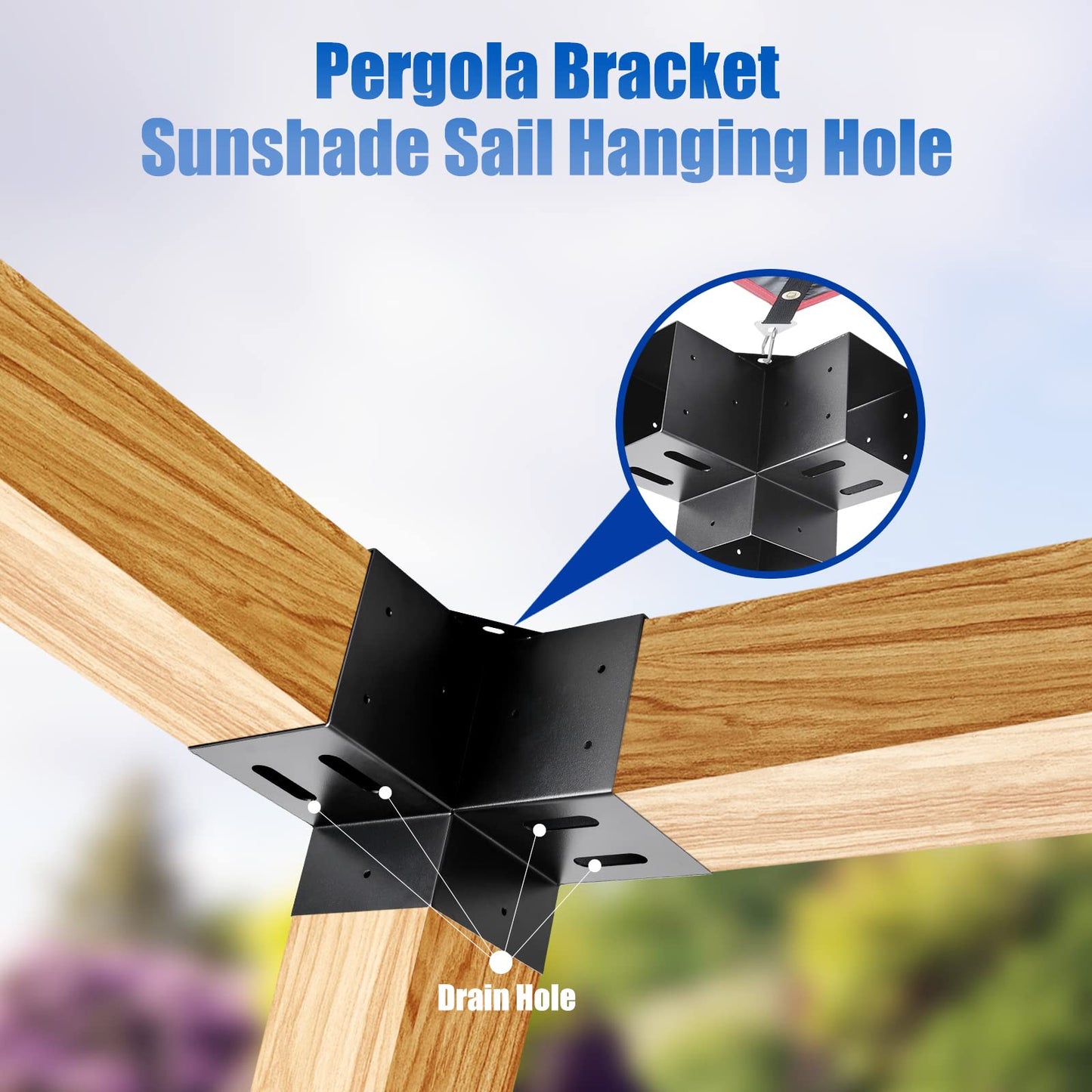 4 Pcs Pergola Bracket，Pergola Kit 3-Way Right Angle Corner Bracket with Black Powder Coated,Woodwork DIY Pergola Kit & Post Base Brackets for Gazebos, Patio Pergolas(Actual: 3.5"x3.5") - WoodArtSupply