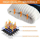 1472°F Extreme BBQ Gloves Grill Gloves Oven Safety Gloves, Cut Resistant BBQ Gloves with Non-Slip Silicone for Grilling, Frying, Baking, Fireplace, Cooking (2 pieces set) (Black Strips Long) HIGHLOONG