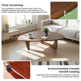 Solid Wooden Modern Triangle Coffee Table: Unique Funky Coffee Tables for Living Room, Oval Mid-Century Irregular Abstract Tea Tables for Patio Office Balcony Bedroom (Walnut, 33" L x 22" W x 16" H) YuUniqex