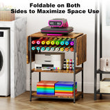 EasyCom 19.7"x46.5" Heat Press Table with 18 Vinyl Roll Holders, Adjustable Height 3 Tier Heat Transfer Machine Stand with Wheels, Foldable Crafting Table for DIY Sublimation Transfer Machine EasyCom