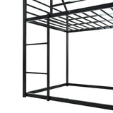 EMKK Twin Over Twin Bunk Bed with Slide and Ladder, Junior House Low Bunk Bed Metal Bunkbeds w/Safety Guardrail for Girls, Boys, Floor Bunk Bed, No Box Spring Needed, Easy to Assemble EMKK