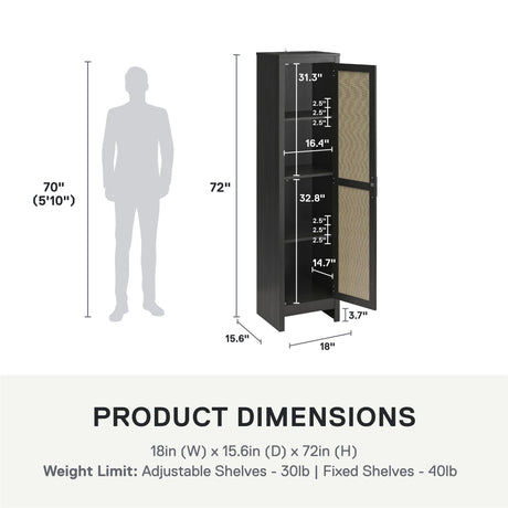 Ameriwood Home Wimberly Tall Cabinet, 1-Door, Black Oak Ameriwood Home