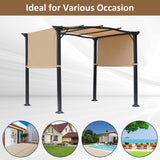 Outsunny 8' x 10' Retractable Pergola Canopy Steel Frame Polyester Fabric Gazebo with Retractable Canopy Shade Awning Outsunny