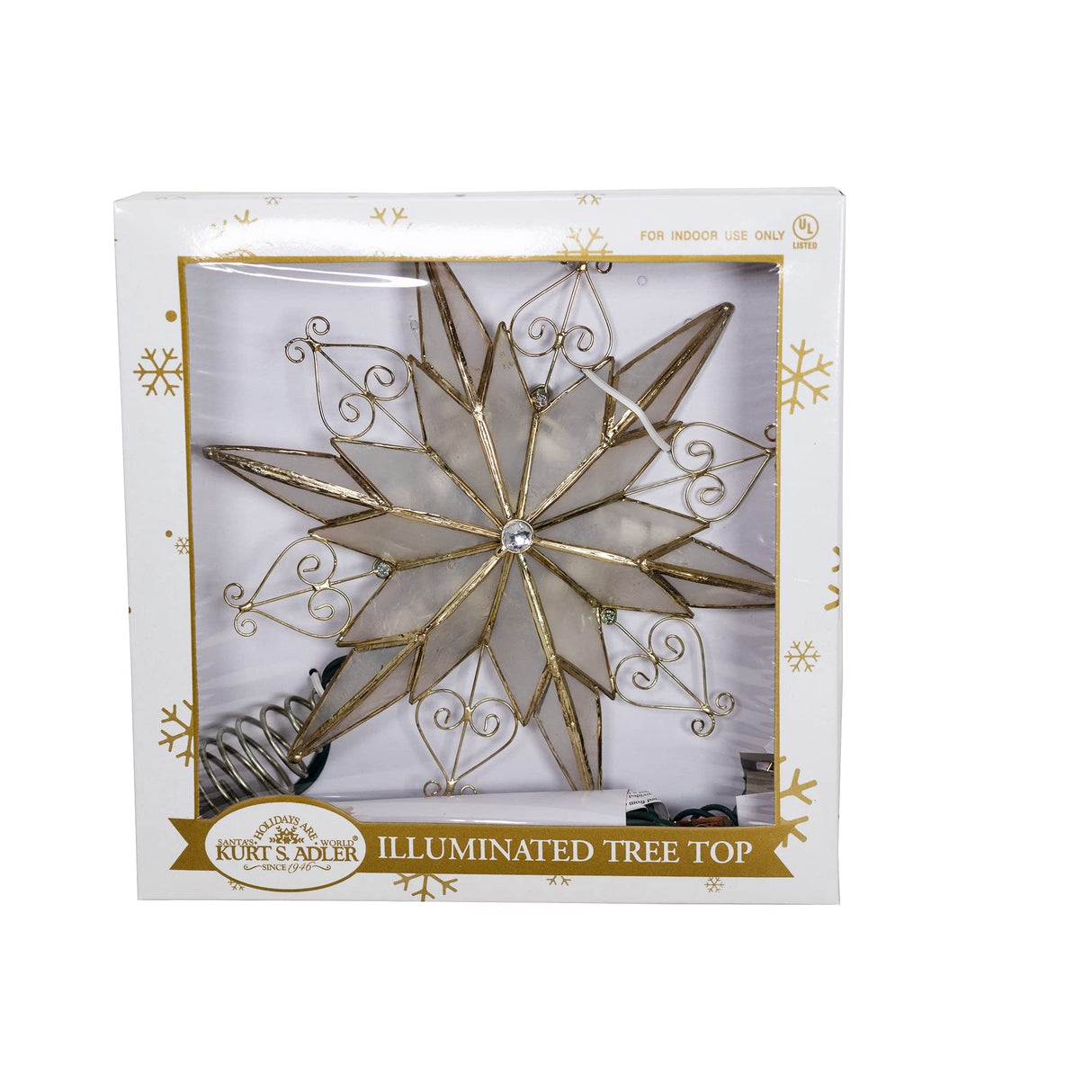 Kurt Adler UL3110 10-Light 6-Point Capiz Star Treetop With Scroll Design Kurt S. Adler